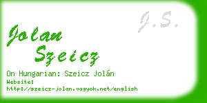 jolan szeicz business card